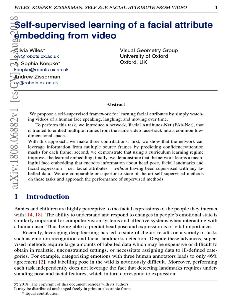 Self-Supervised Learning of A Facial Attribute Embedding From Video ...
