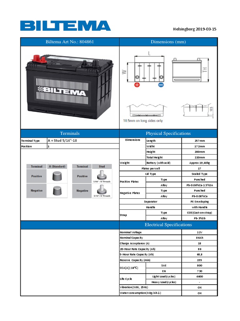 Biltema Art No.: 804861 | PDF | Electric Power | Battery (Electricity)