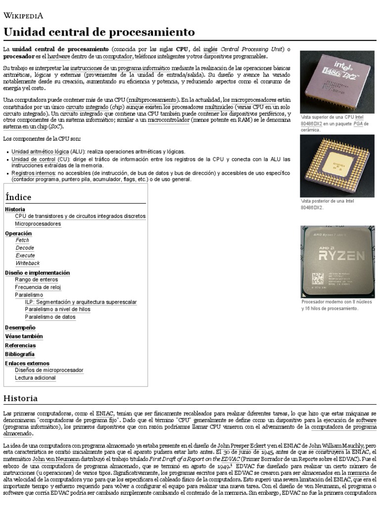 Unidad Central de Procesamiento | PDF | Unidad Central de procesamiento ...