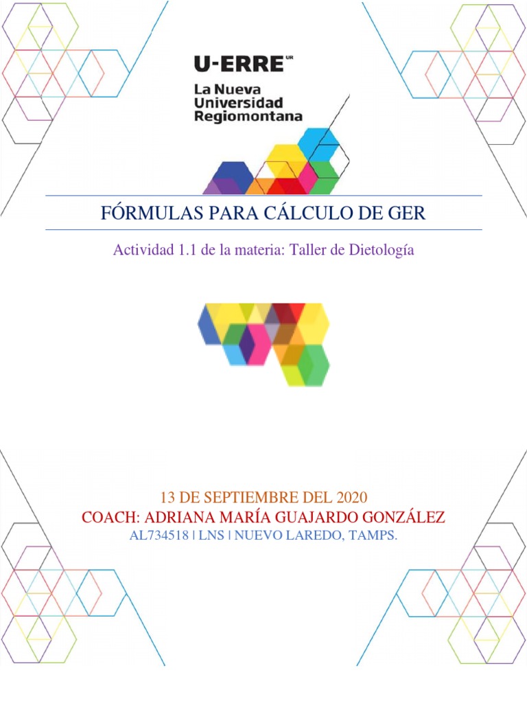 Fórmulas para Cálculo de GER en Nutrición | PDF | Obesidad | Peso humano