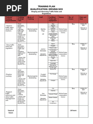 TRAINING PLAN