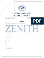 Zenith Institute: B.A / Bba/ Mock - 1