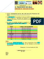 COMUNICADO N 28 2021 Reajuste Horario Día de La Juventud