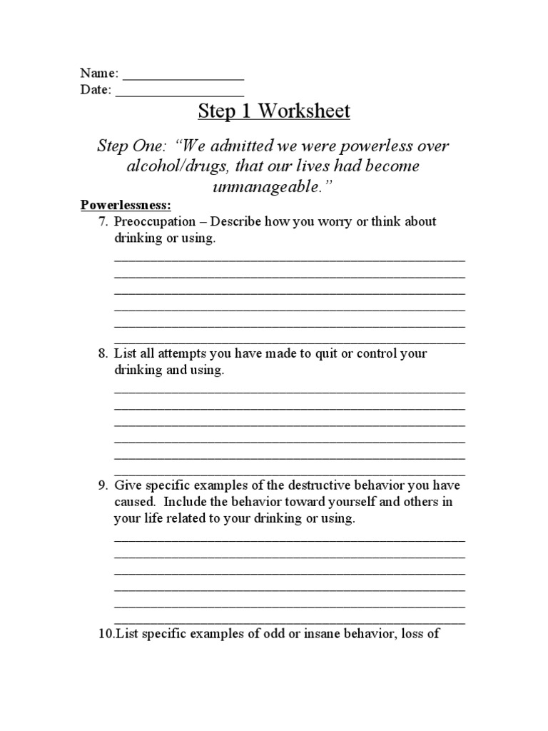 Group Step 1 Worksheet | PDF | Drugs | Applied Psychology