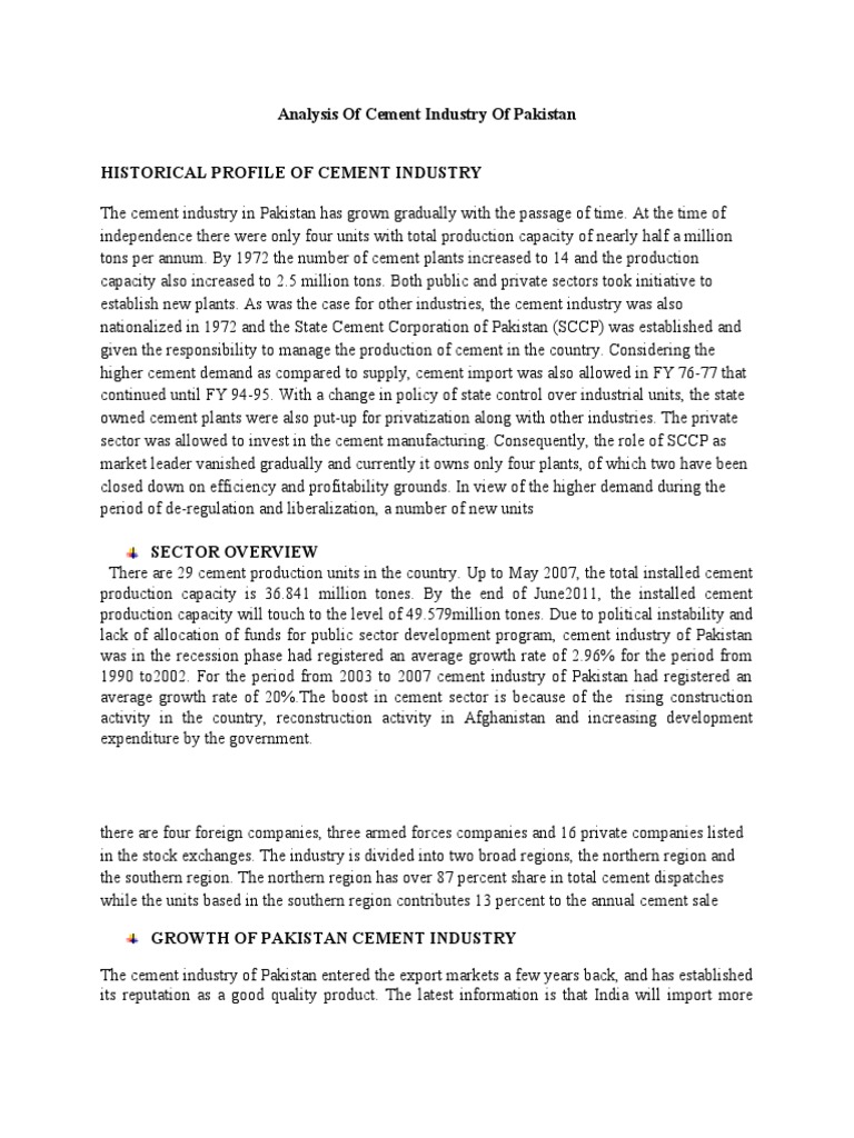 Analysis of Cement Industry of Pakistan | PDF | Computers