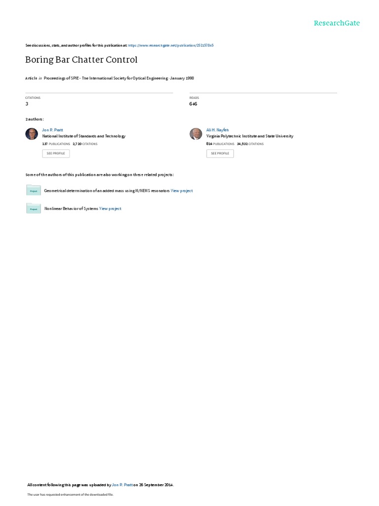 Boring Bar Chatter Control PDF Amplifier Mechanics