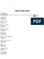 Safety Talks Index: English Spanish