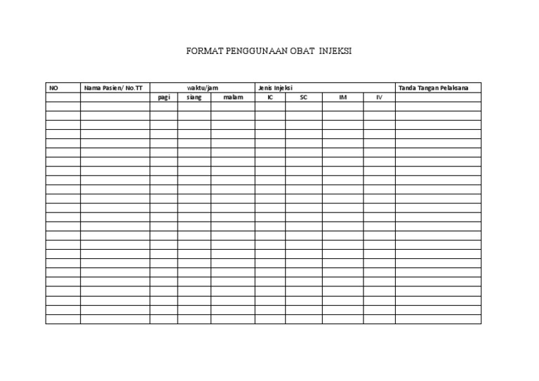 Format Penggunaan Obat Injeksi | PDF