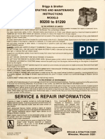 Briggs Model 80200-81299 Operating and Maintenance Instructions