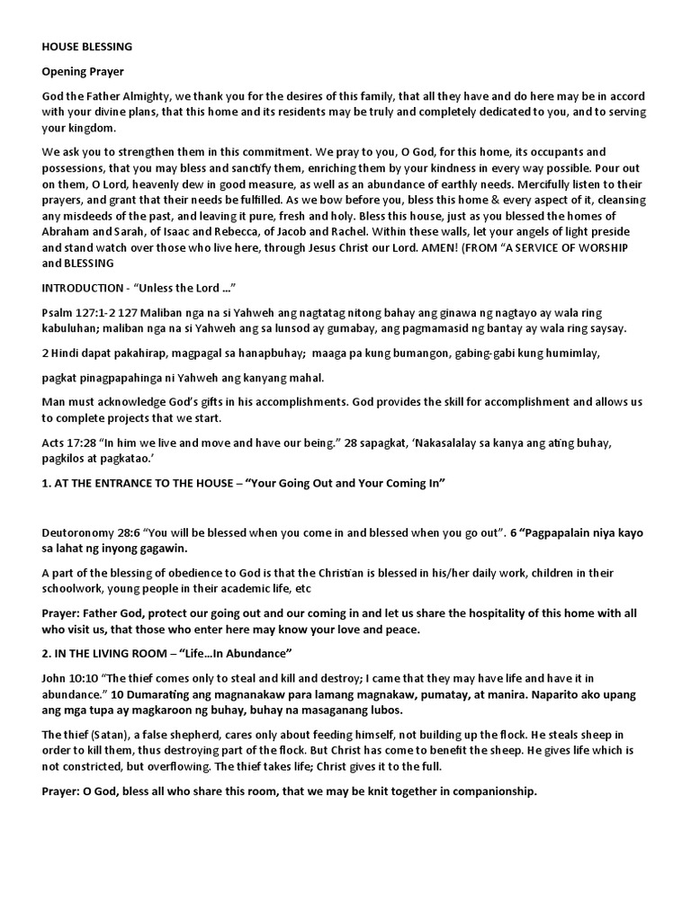 House Blessing Ceremony Guide | PDF | Prayer | God