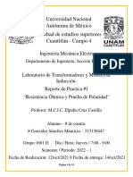 Resistencia óhmica y prueba de polaridad en transformadores