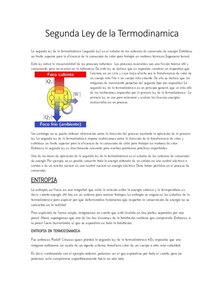 Segunda Ley de La Termodinamica | PDF | Termodinámica | Entropía