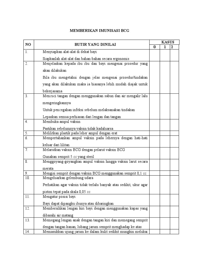 Prosedur Imunisasi Vaksin BCG | PDF | Sains & Matematika