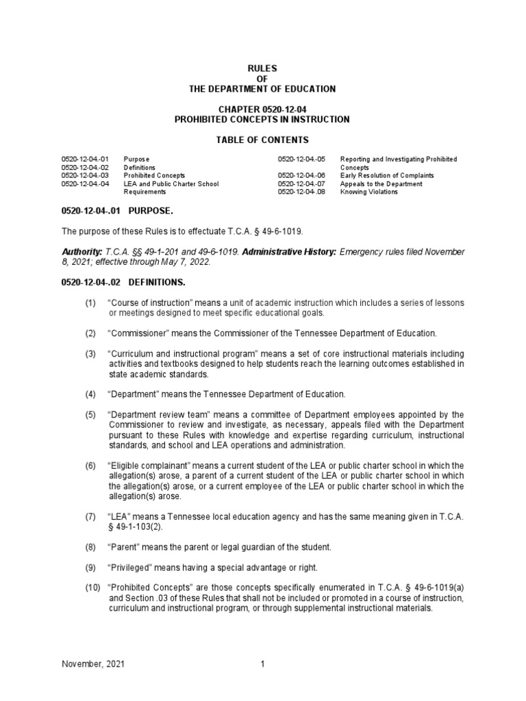 Department of Education Rules Download Free PDF Complaint Curriculum