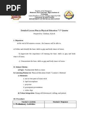Detailed Lesson Plan