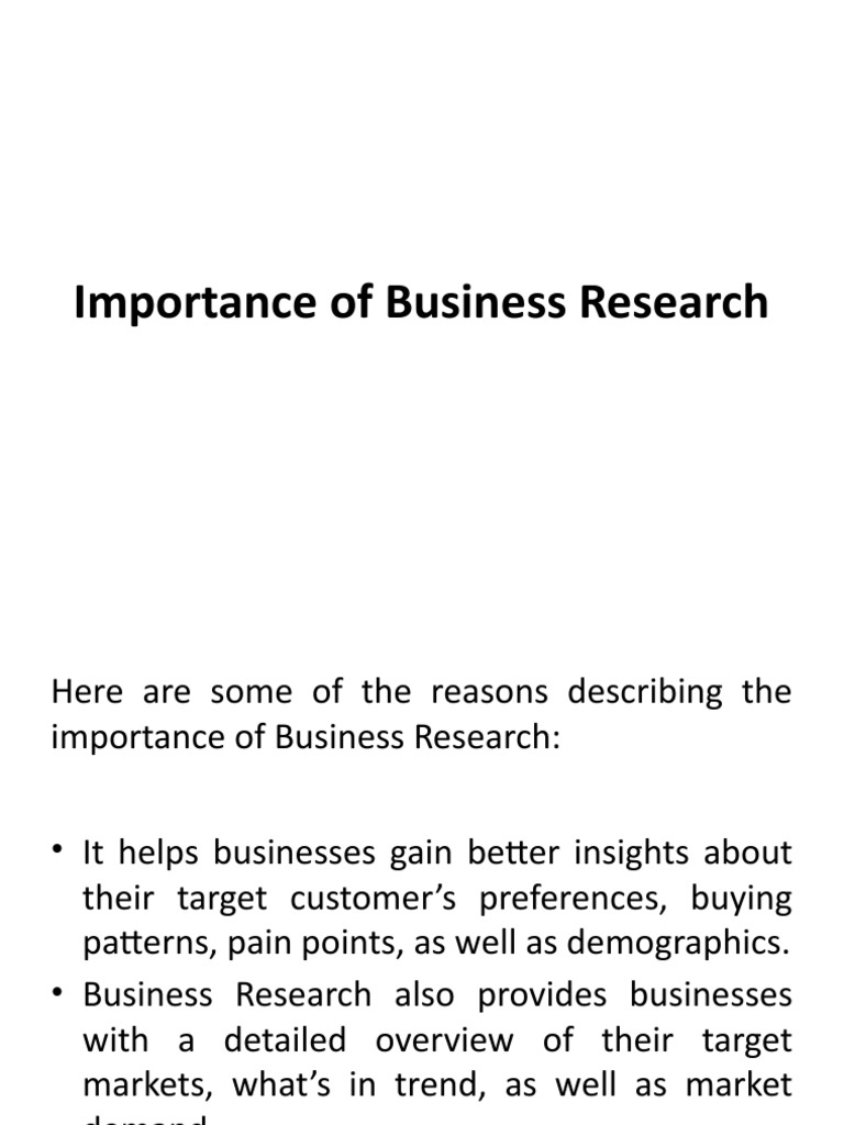 importance of business research pdf