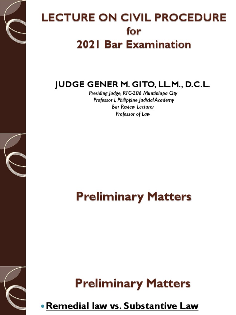 Lecture On Civil Procedure - Lexrexbarlectures.2021 | PDF | Legal ...