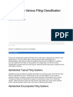 Various Filing Classification Systems: Alphabetical, Numeric, Alphanumeric