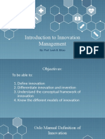 Introduction To Innovation Management: By: Prof. Leah B. Bitao
