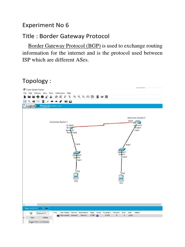 Experiment No 6 Title: Border Gateway Protocol | PDF