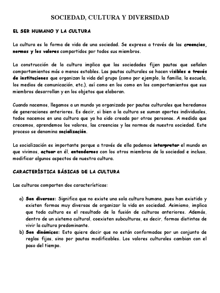 Sesión 1, 2 y 3 El Ser Humano y La Cultura | PDF | Sociedad | Socialización