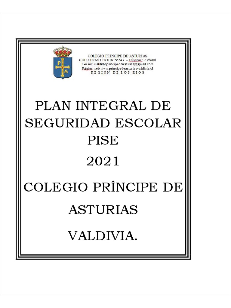 Plan Integral de Seguridad Escolar - 2021 | PDF