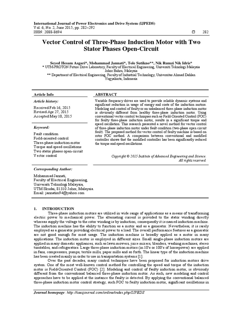 Vector Control of Three-Phase Induction Motor With | PDF | Electric ...