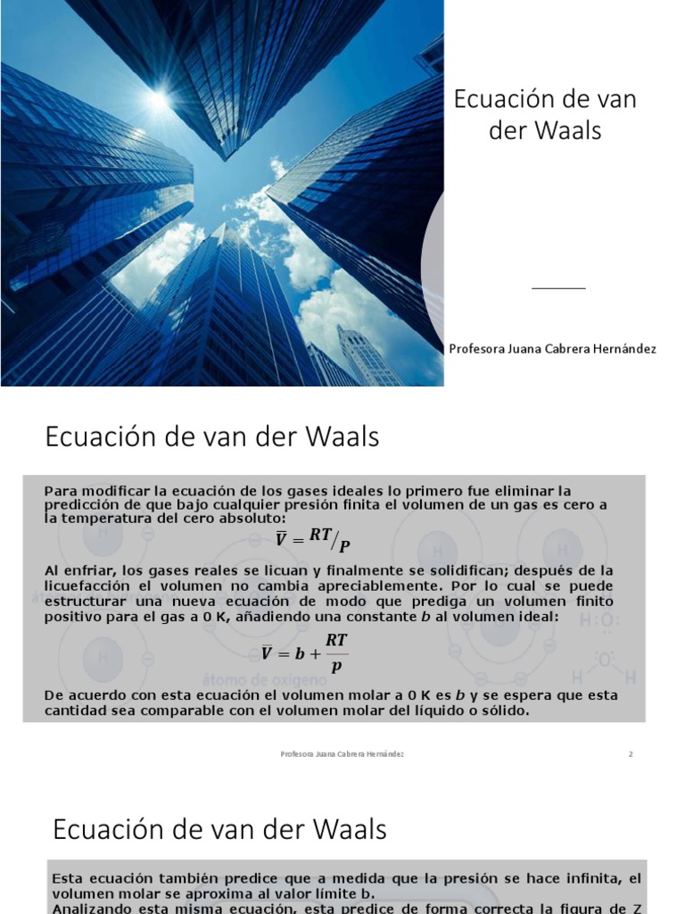 Ecuación de Van der Waals y sus Constantes | PDF | Gases | Atmósfera