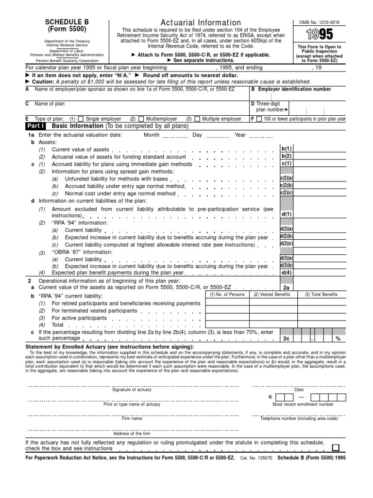 US Internal Revenue Service: f5500sb - 1995 | PDF