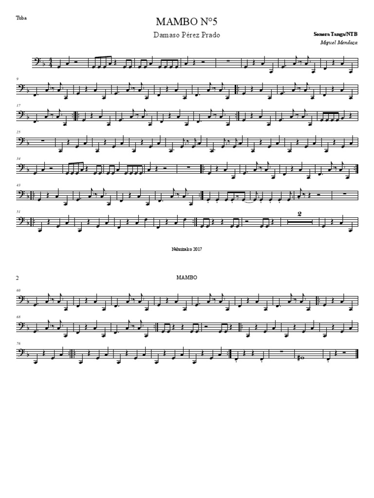 MAMBO 5x Tuba PDF Cuban Music Latin American Music