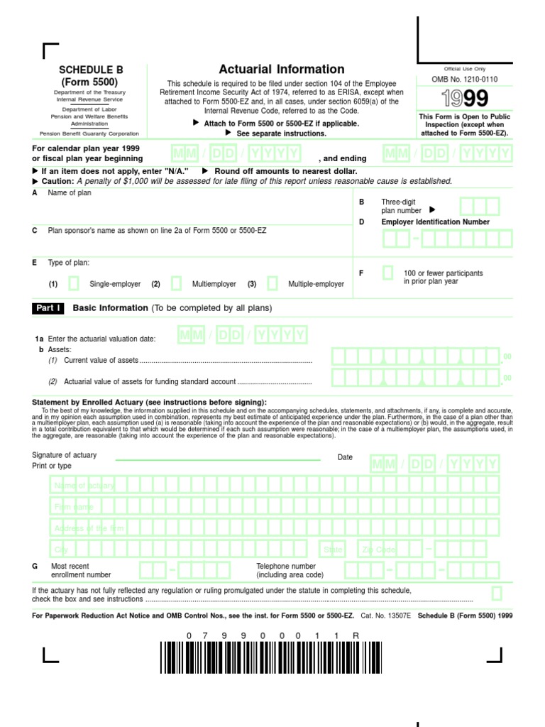 1999 Schedule B Form 5500 Overview | PDF | Finance & Money Management