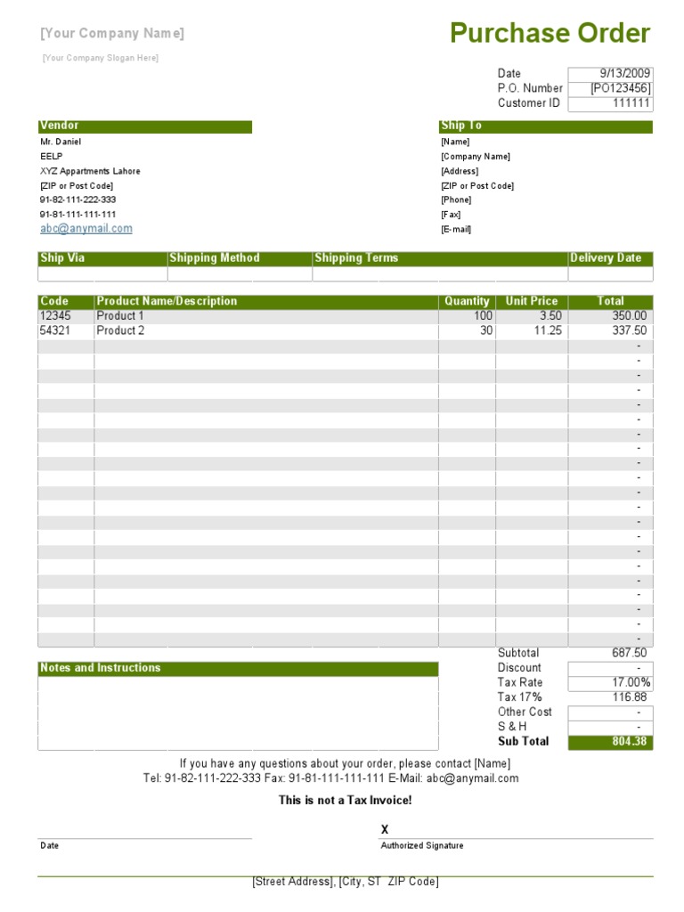 Purchase Order Template in Excel | PDF | Zip Code | Business