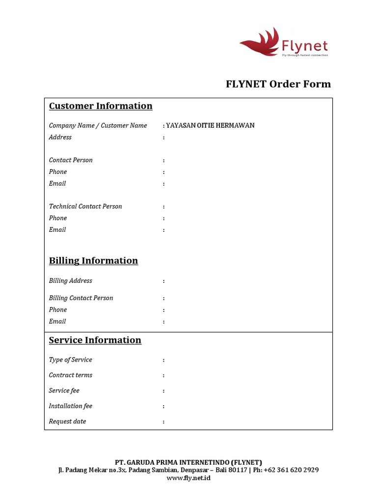 Order Form - Flynet PRIME Logo Baru | PDF | Law