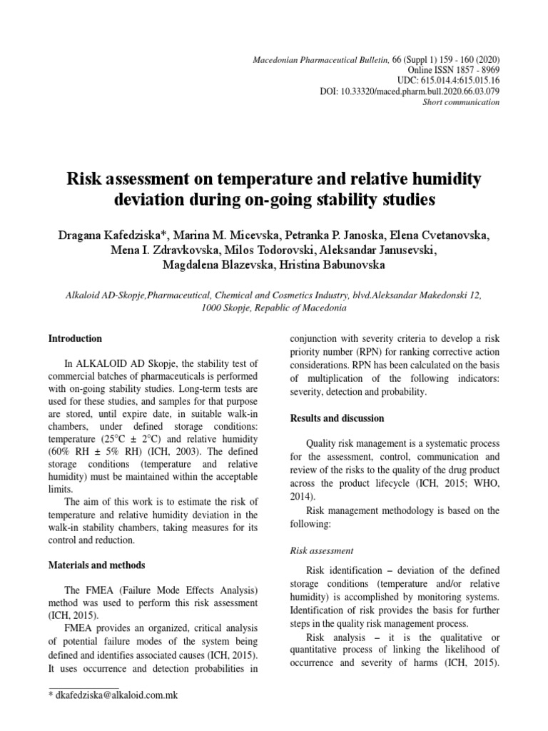 Risk Assessment On Temperature and Relative Humidity Deviation During