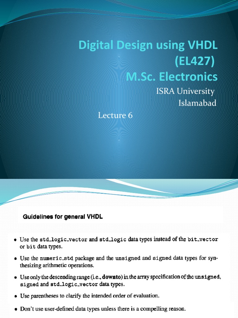 VHDL Digital Design Lecture 6 | PDF | Computers