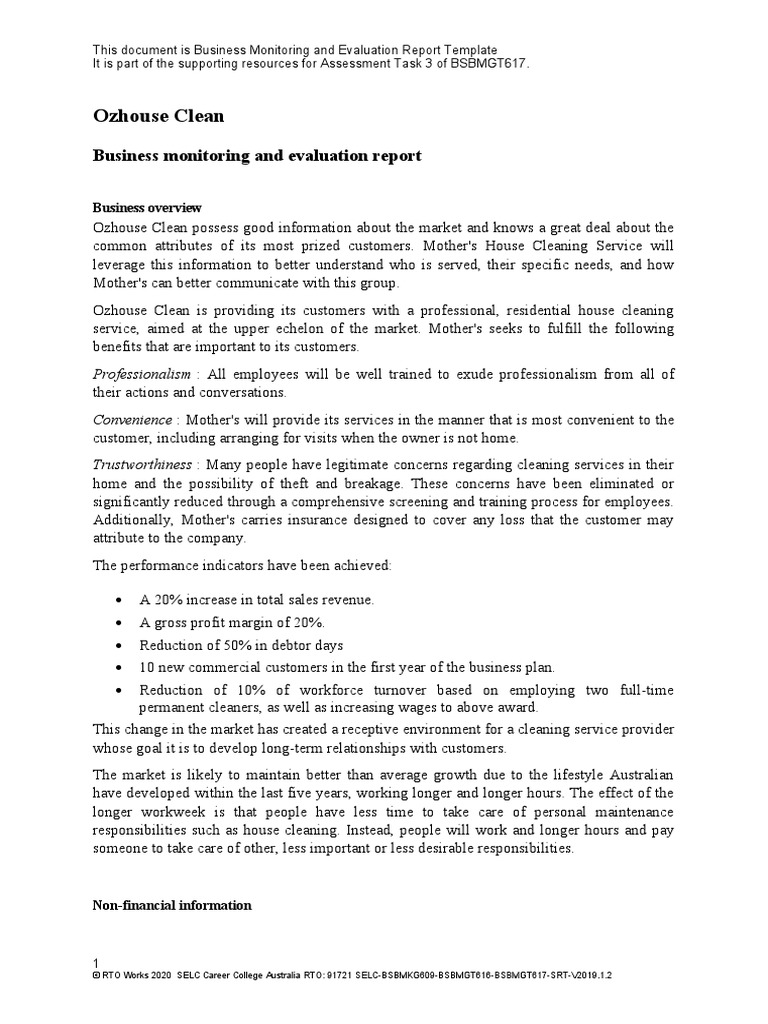Business Monitoring and Evaluation Report Template PDF Employment