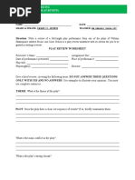 Play Review Worksheet