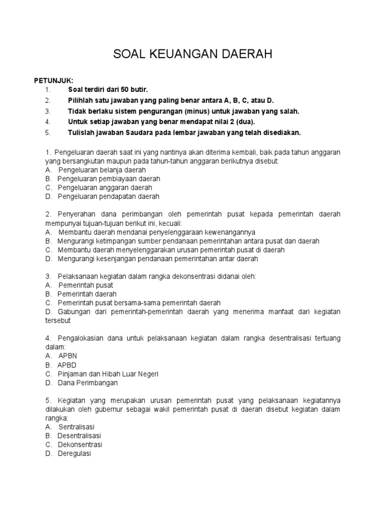 251633062 Soal Keuangan Daerah Pdf