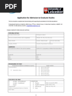 Application For Admission To Graduate Studies