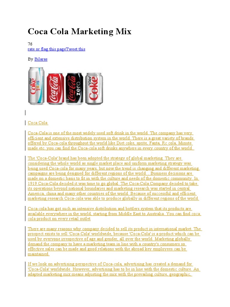 Coca-Cola's Global Marketing Strategy | PDF | The Coca Cola Company ...