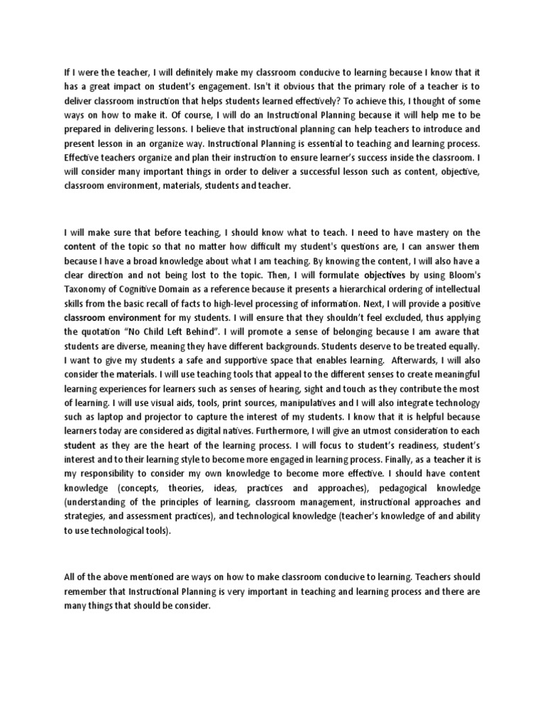 How To Make Classroom Conducive To Learning? PDF Learning Teachers