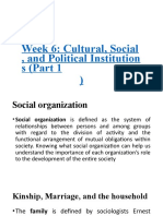 Week 6. Cultural, Social, and Political Institutions (Part 1)