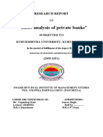 "Ratio Analysis of Private Banks": Research Report