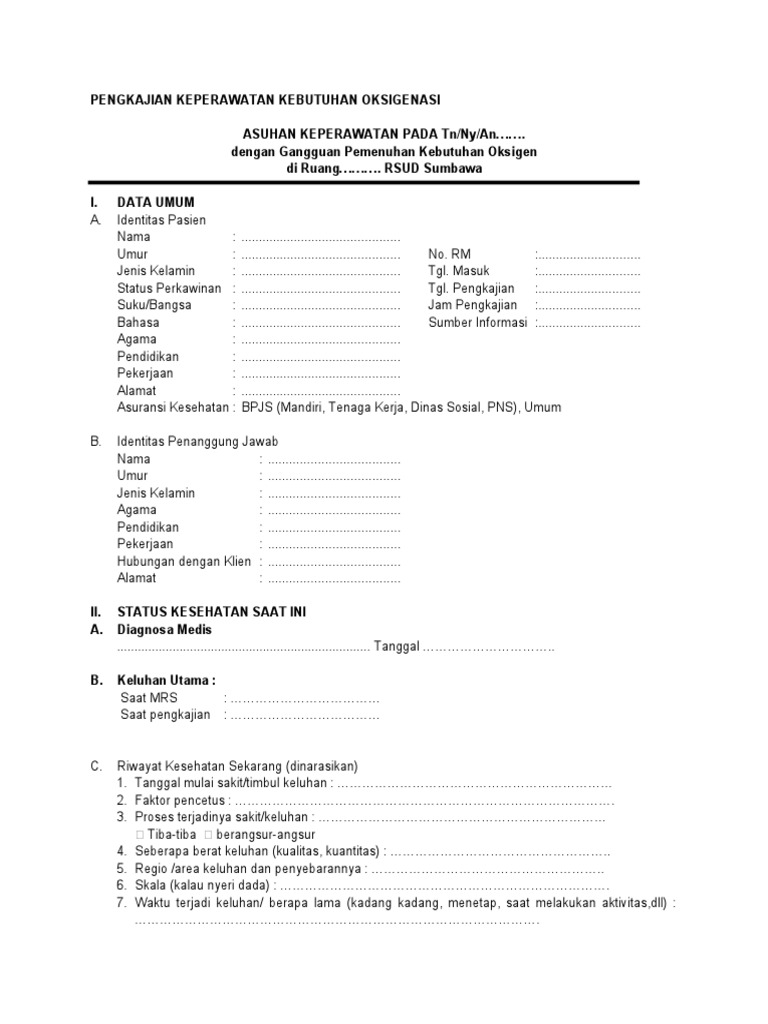 Format Pengkajian Kep - Dasar 2020 | PDF | Kesehatan Holistik