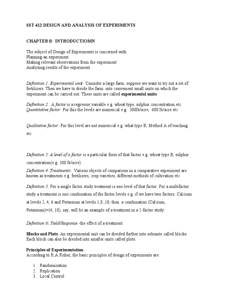 An Introduction to the Basic Principles of Design of Experiments