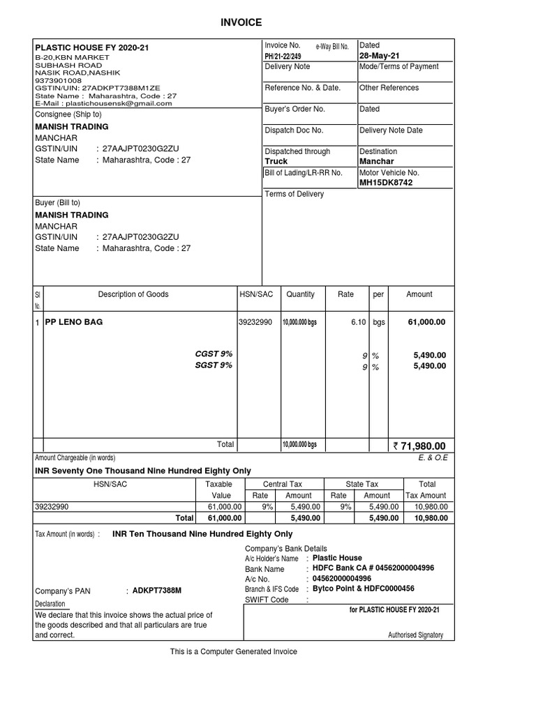 Accounting Voucher PDF Invoice Taxes