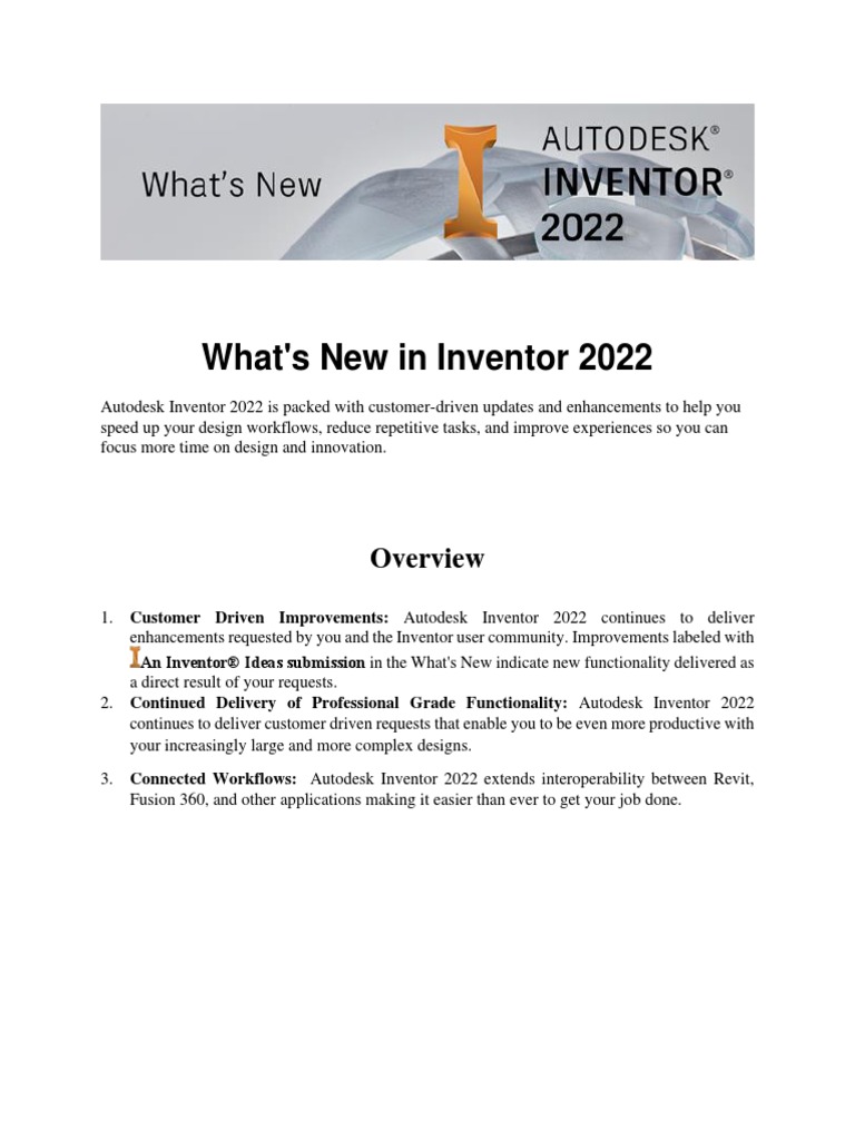 Inventor Whats New 2022 | PDF | Autodesk | Autodesk Revit