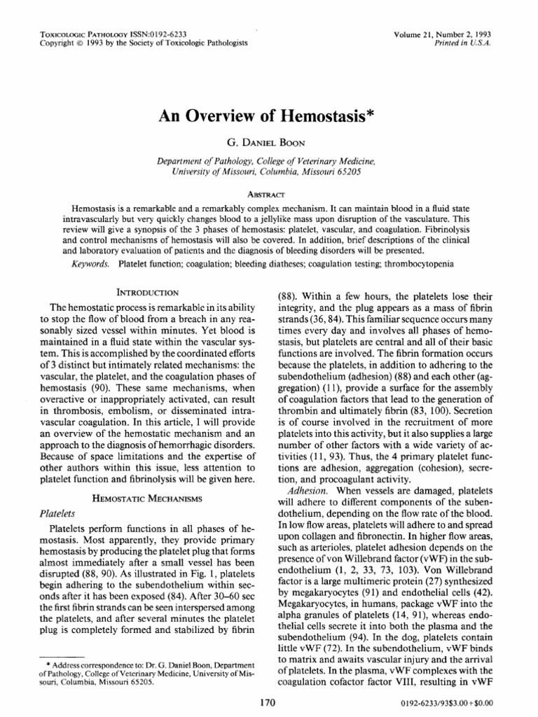 Overview of Hemostasis Mechanisms | PDF | Coagulation | Platelet