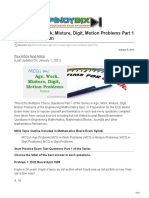 MCQ in Age Work Mixture Digit Motion Problems Part 1 Math Board Exam