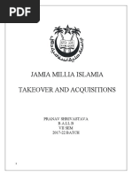 Jamia Millia Islamia Takeover and Acquisitions: Pranav Shrivastava B.A.LL.B Vii Sem 2017-22 BATCH